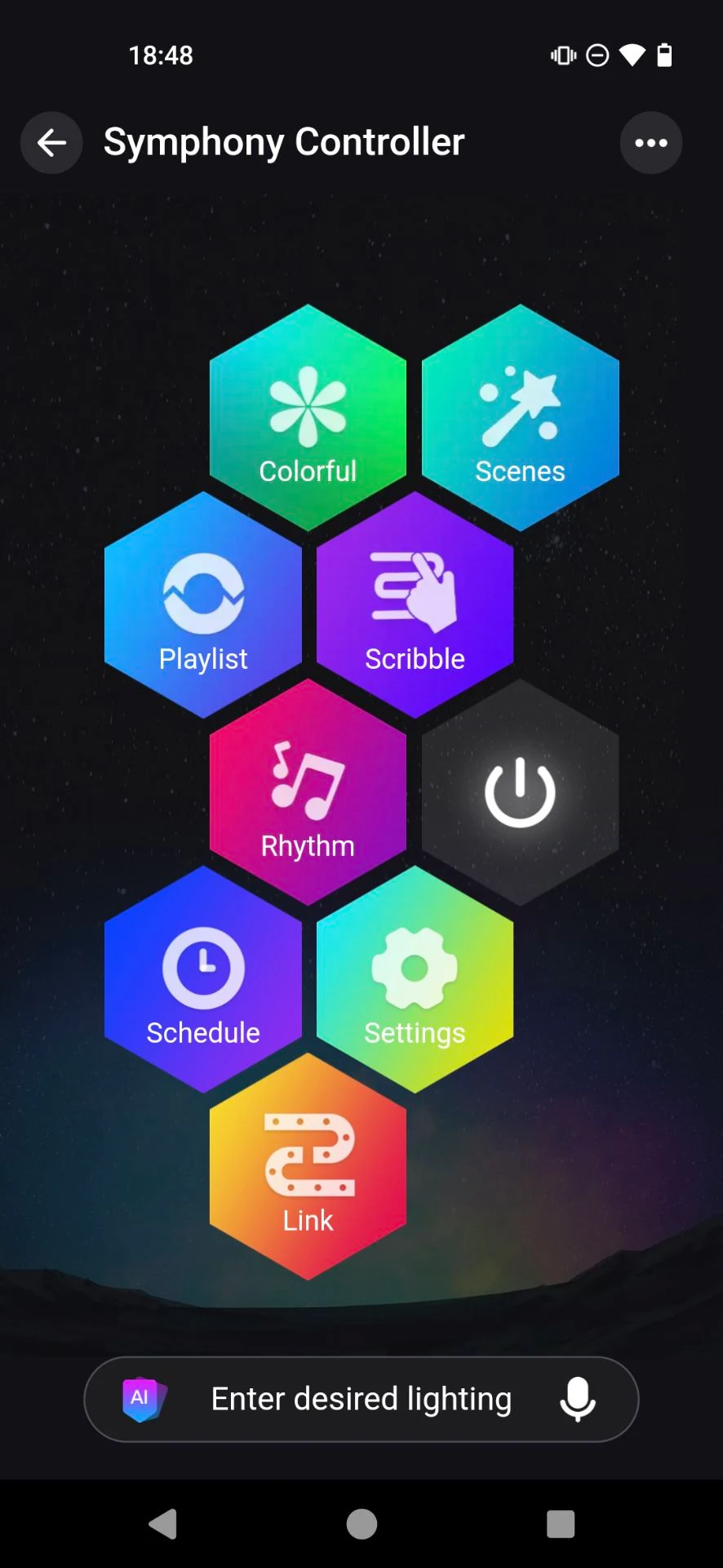 OMNI RGB app controls and features